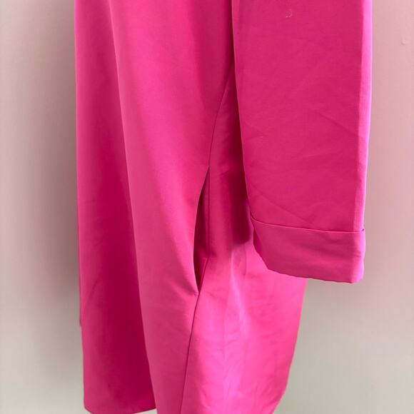 Tuckernuck Fuchsia Stretch Crepe Avery Mini Dress 3/4 Sleeves Neon Pink Vibrant - Picture 5 of 8
